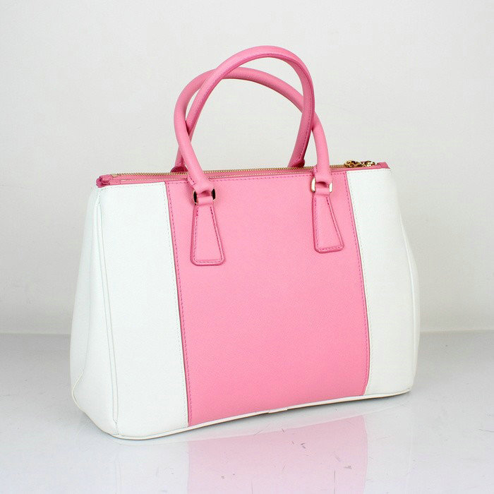 2014 Prada saffiano calfskin 33cm tote BN2274 pink&white on sale